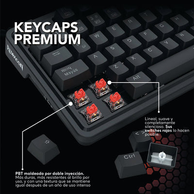 Teclado Mecánico Gamer Redragon Ucal Pro K673 Chroma RGB Switch Red - Compacto 75% - Negro - Español - Bestmart