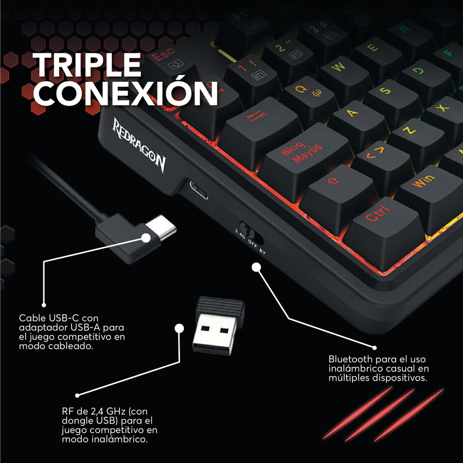 Teclado Mecánico Redragon Ucal Pro Black K673RGB - PRO - Bestmart