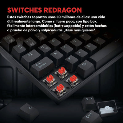 Teclado Mecánico Gamer Redragon ZIGGS K669 RGB Switch Red - Compacto 95% - Negro - Español - Bestmart