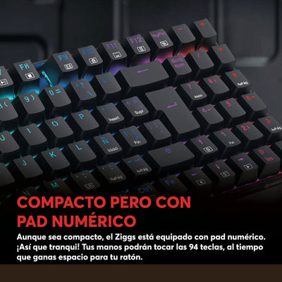 Teclado Mecánico Gamer Redragon ZIGGS K669 RGB Switch Red - Compacto 95% - Negro - Español - Bestmart