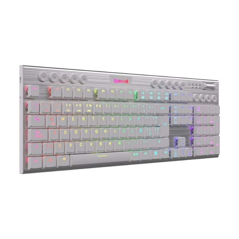 Teclado Mecánico Redragon Horus FS K619SP Switch Red RGB - Blanco - Bestmart
