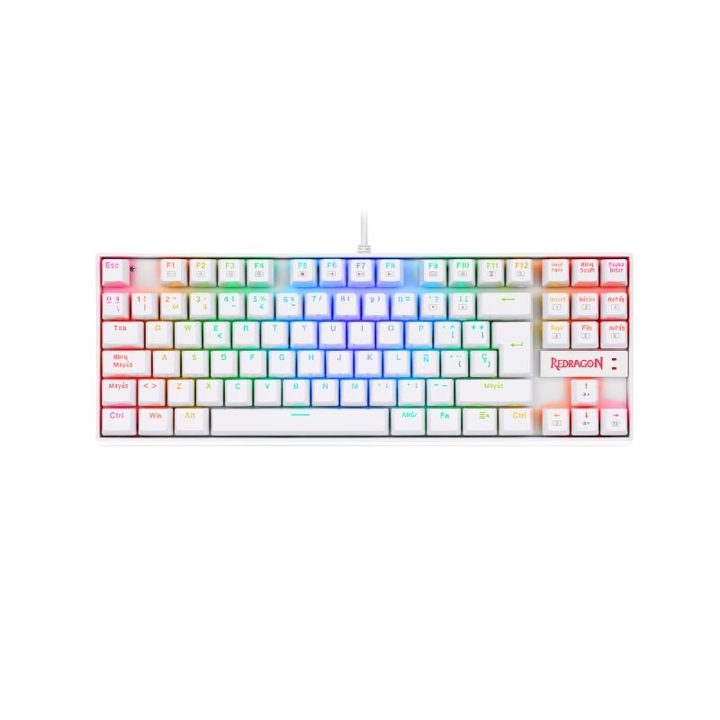 Teclado Mecánico Redragon K552 - RGB - SP Kumara - Blanco - Bestmart