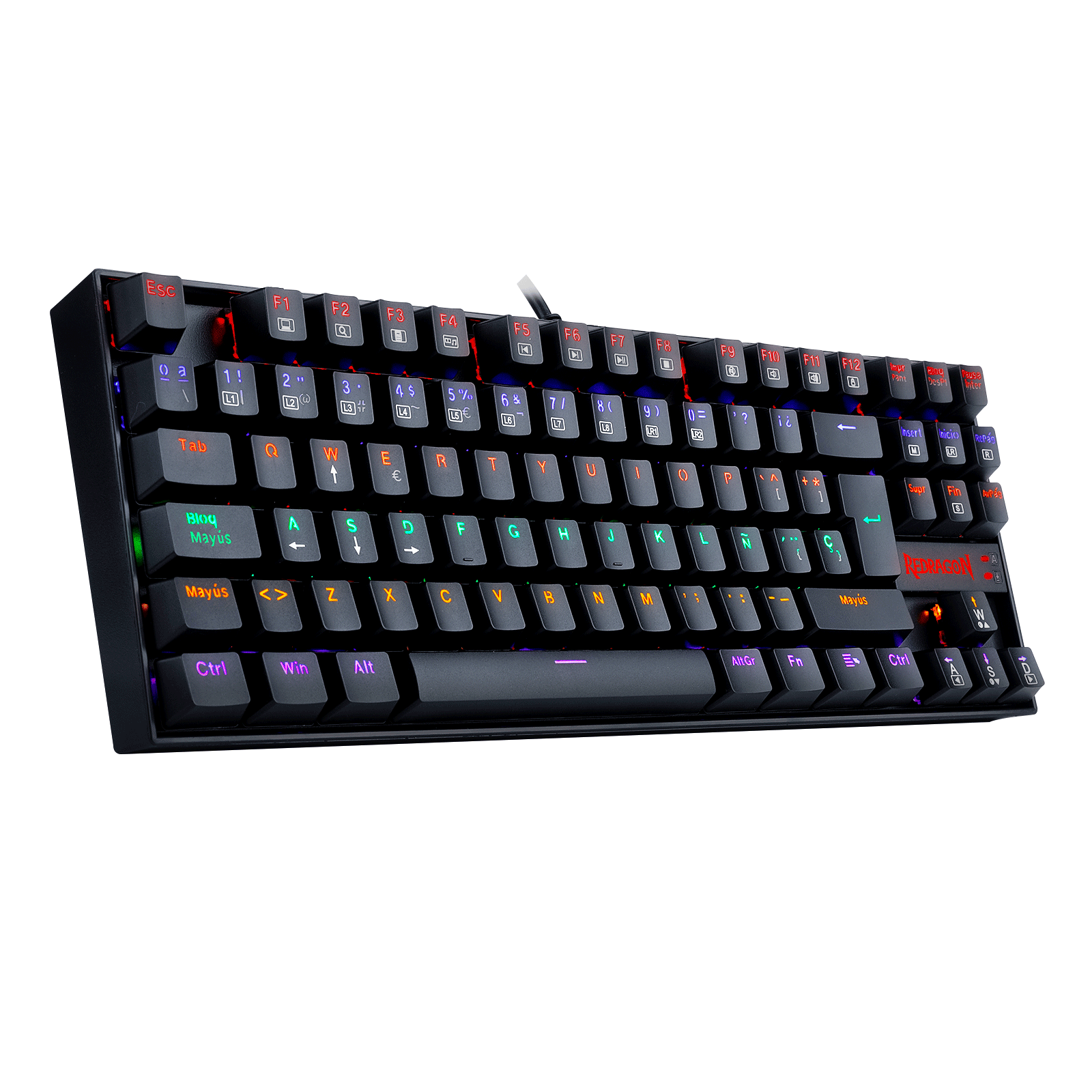 Teclado Redragon K552 - KR - SP Kumara Rainbow - Negro - Bestmart