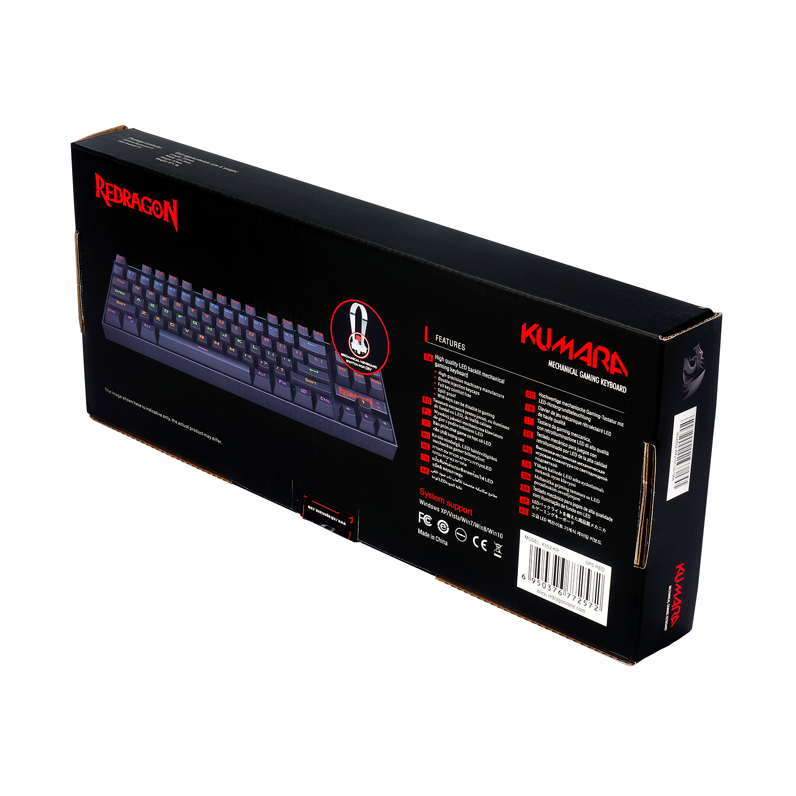 Teclado Redragon K552 - KR - SP Kumara Rainbow - Negro - Bestmart
