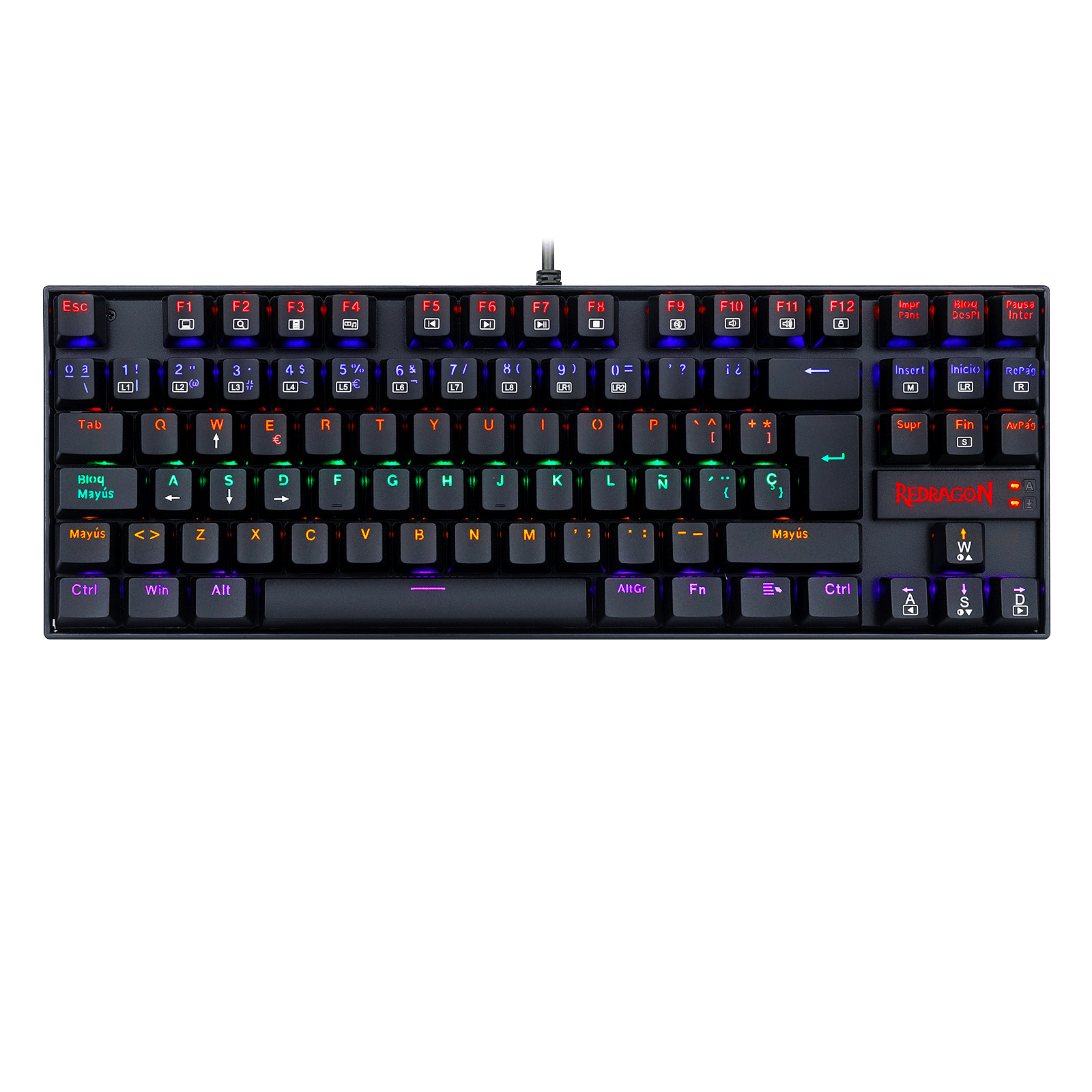 Teclado Redragon K552 - KR - SP Kumara Rainbow - Negro - Bestmart