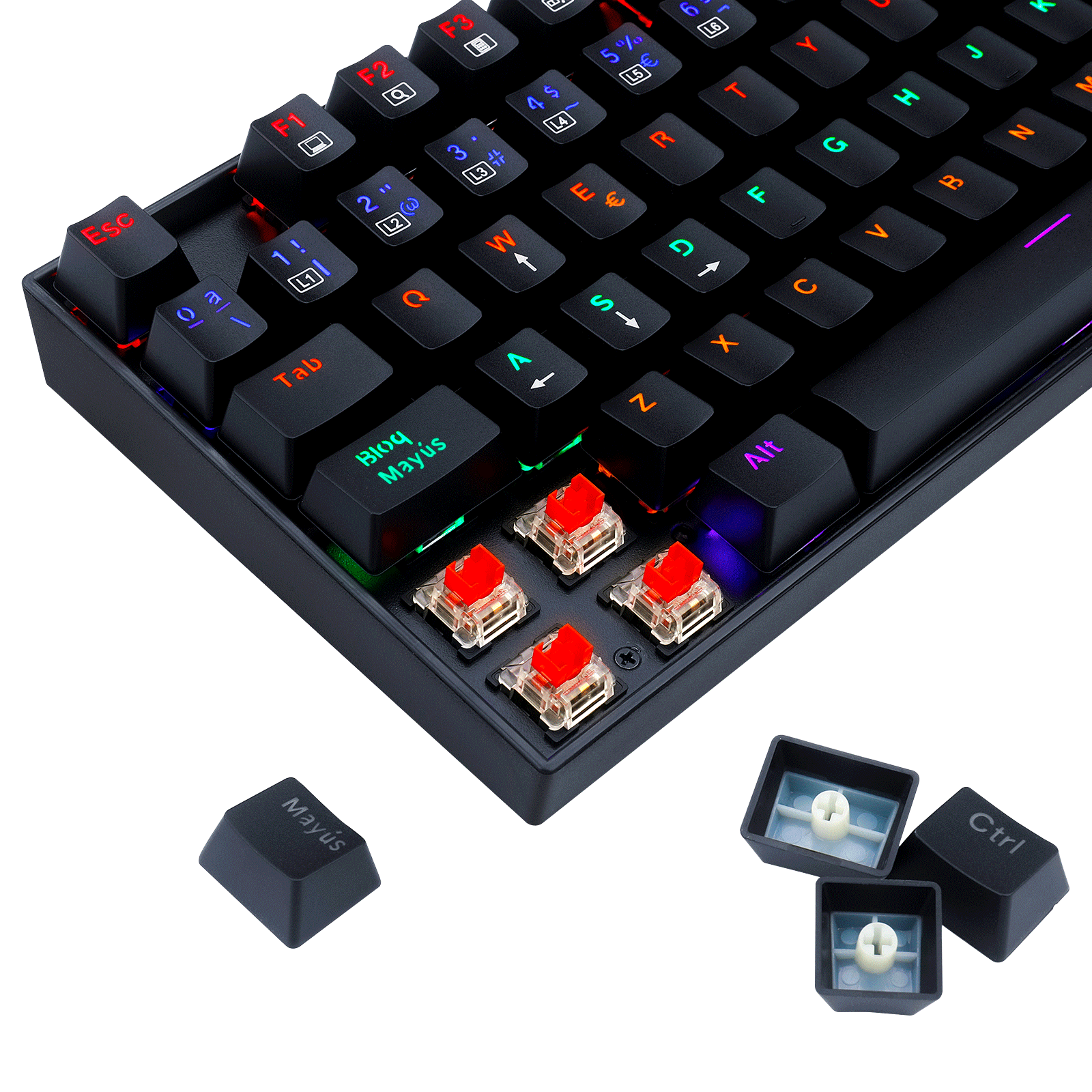 Teclado Redragon K552 - KR - SP Kumara Rainbow - Negro - Bestmart