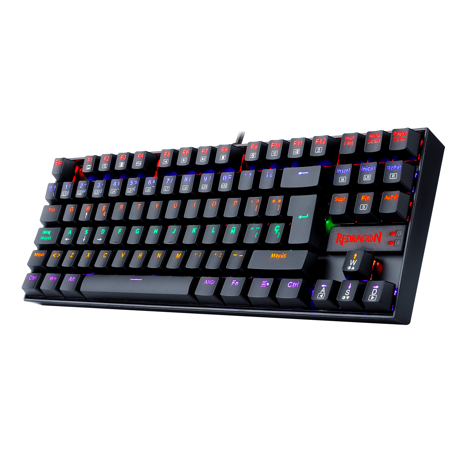 Teclado Redragon K552 - KR - SP Kumara Rainbow - Negro - Bestmart