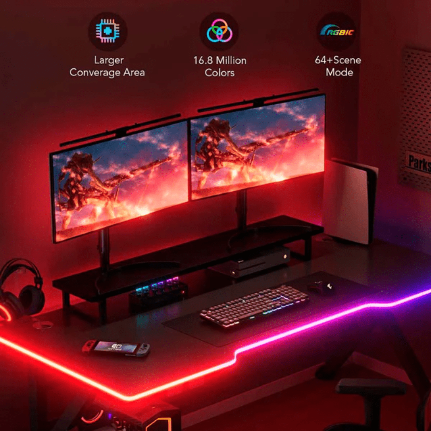 Tira Gamer de Luces de Neón Govee RGBIC ajustable para Escritorio - 3 metros - Bestmart