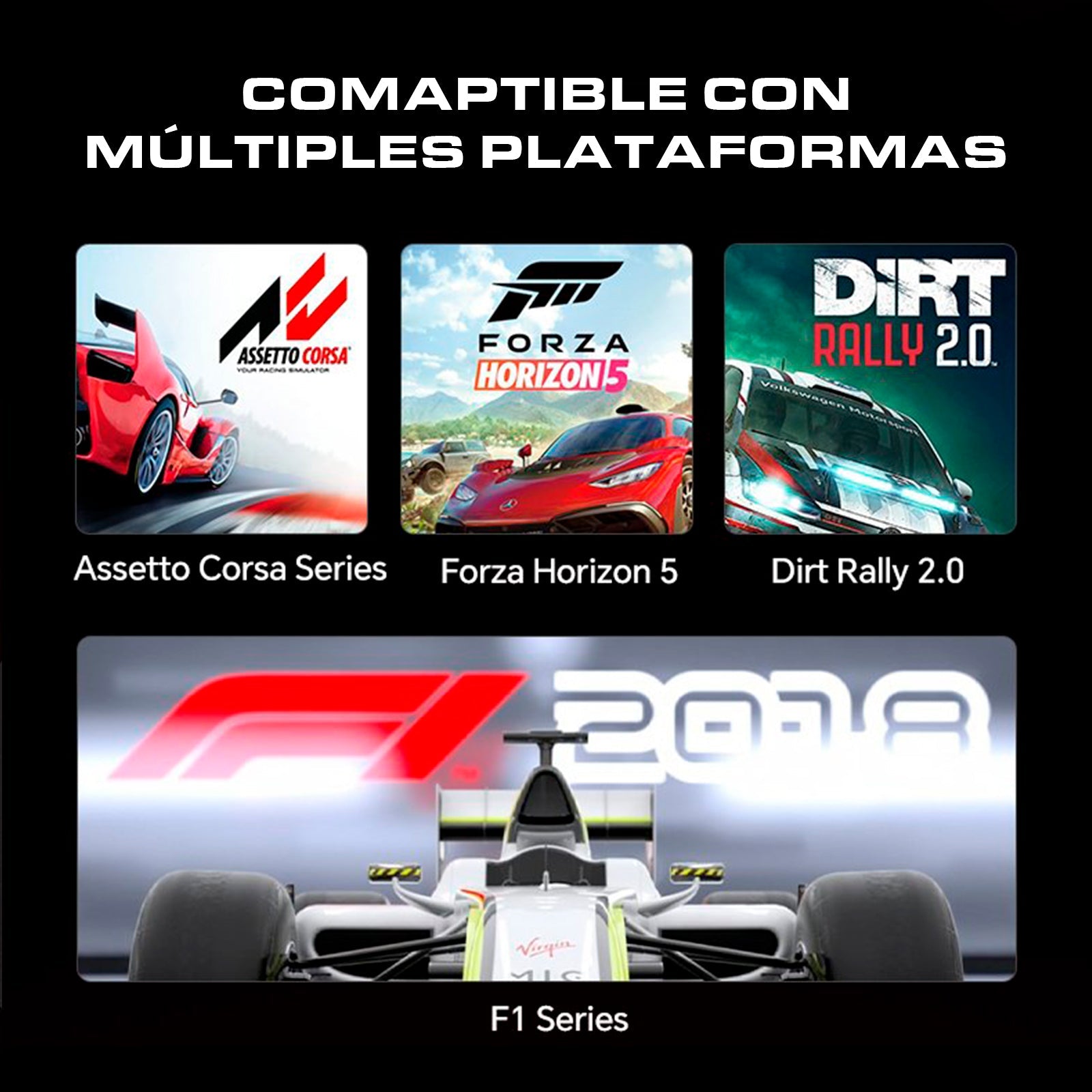 Volante de Carrera PXN V10 PRO con Pedales – PC, PS4, Xbox One, Xbox Series X|S - Negro - Bestmart