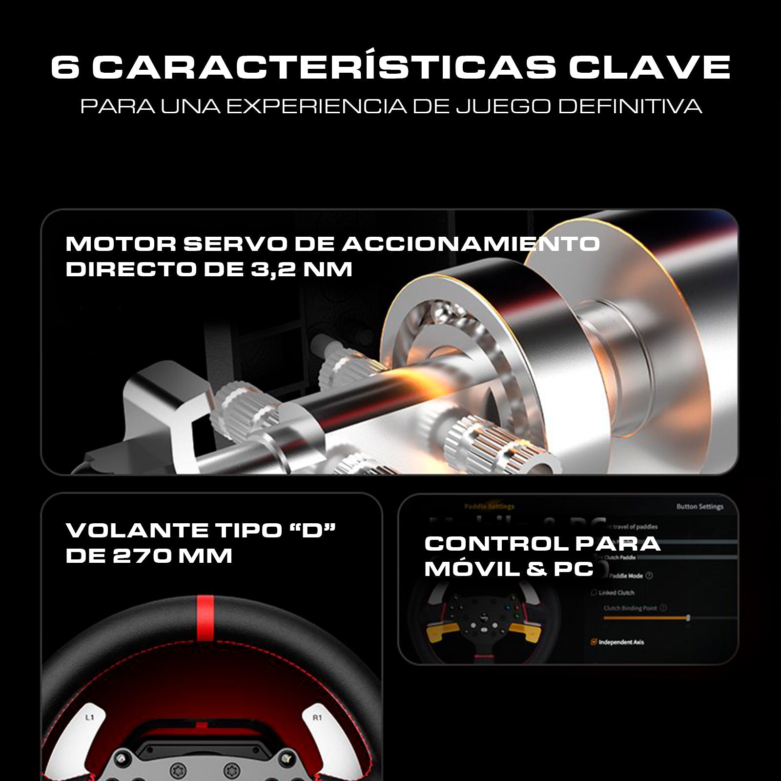 Volante de Carrera PXN V10 PRO con Pedales – PC, PS4, Xbox One, Xbox Series X|S - Negro - Bestmart