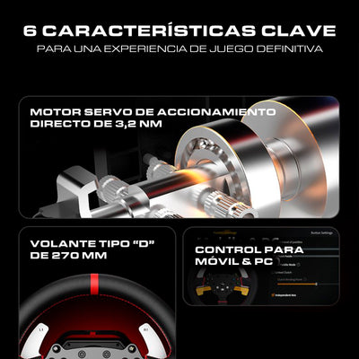 Volante de Carrera PXN V10 PRO con Pedales – PC, PS4, Xbox One, Xbox Series X|S - Negro - Bestmart