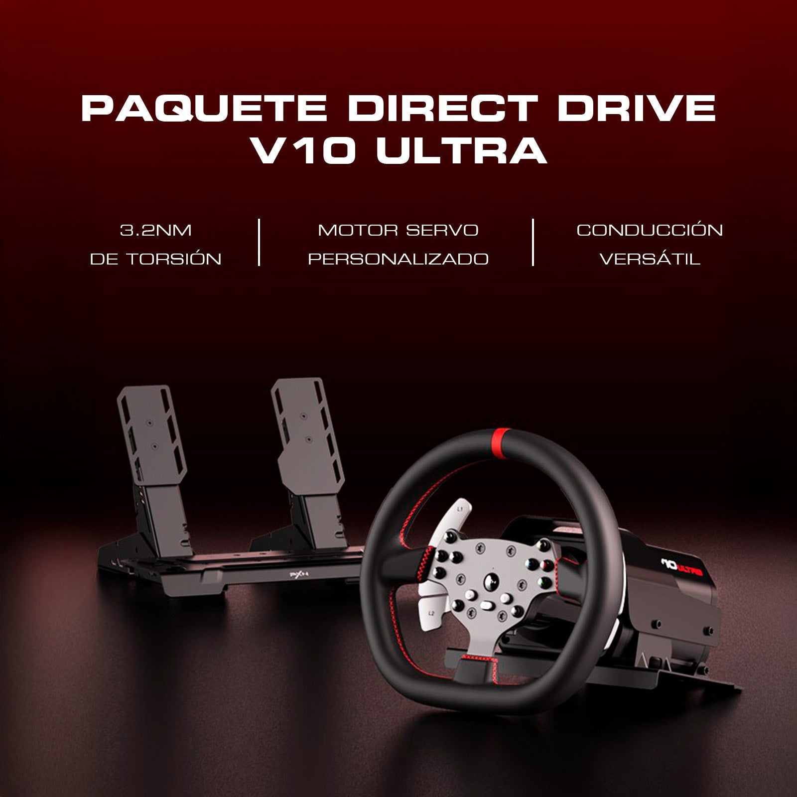 Volante de Carrera PXN V10 Ultra con Force Feedback, Pedales y Palanca - PC PS4 Xbox one Xbox Series X|S Negro - Bestmart