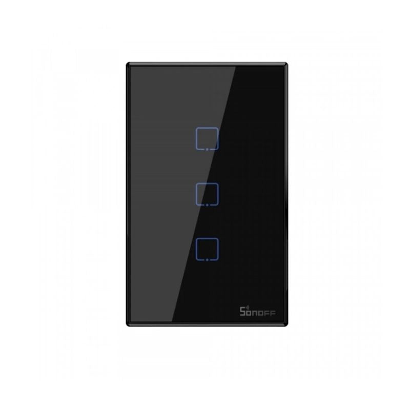 SONOFF INTERRUPTOR DE PARED SONOFF DE 3 CANALES WIFI + RF (NEGRO) - Bestmart