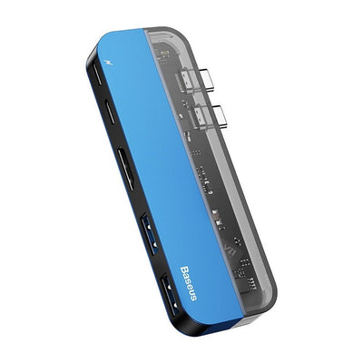 Adaptador Multifuncional doble USB C a USB C (2) + USB 3.0 (2) + HDMI 4k / HD Baseus - Bestmart