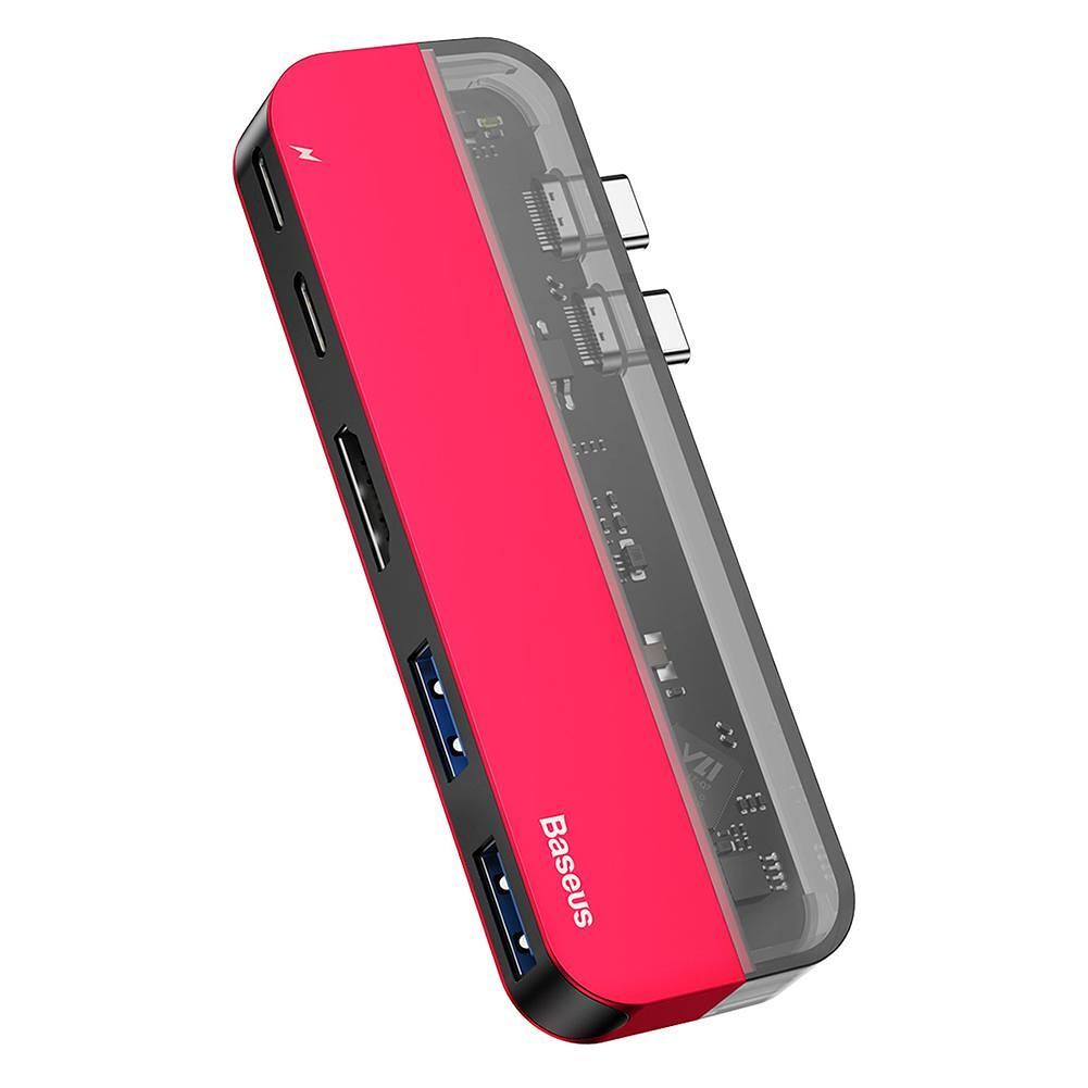 Adaptador Multifuncional doble USB C a USB C (2) + USB 3.0 (2) + HDMI 4k / HD Baseus - Bestmart