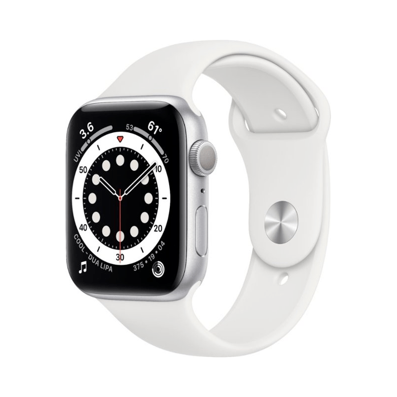 Apple Watch Serie 6 (GPS) Caja Silver aluminio 44mm con correa sport Blanco - Ajustable - Bestmart