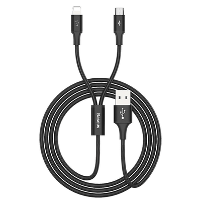 Cable 2 en 1 Rapid Series USB a lightning y Micro USB 1.2m - Bestmart