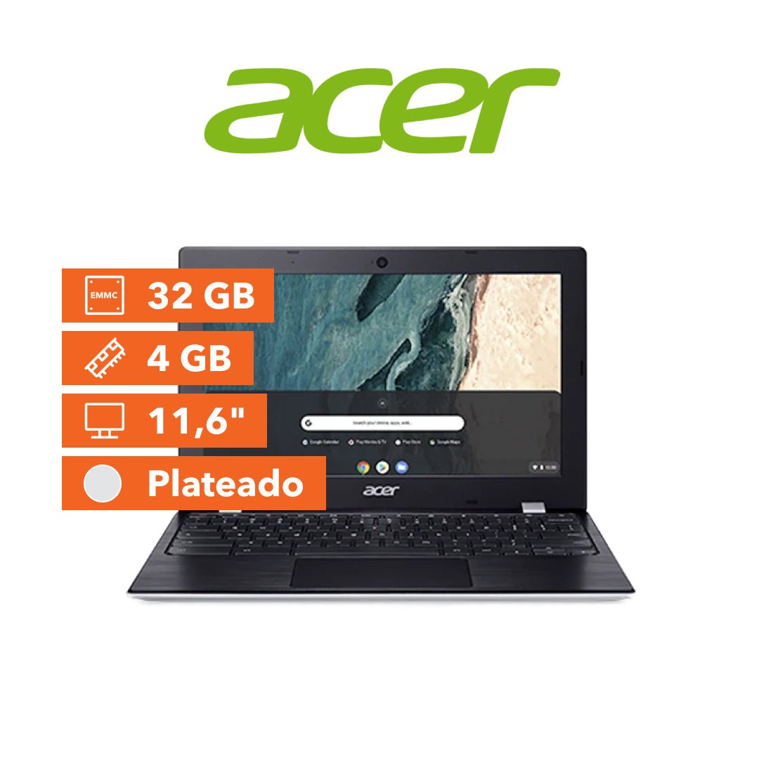 Chromebook Acer - 32GB EMMC - 4GB - 11,6" - Plateado - Bestmart