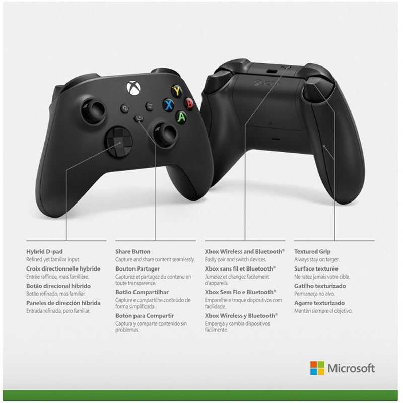 Control Inalámbrico Microsoft Xbox Carbon - Negro - Bestmart