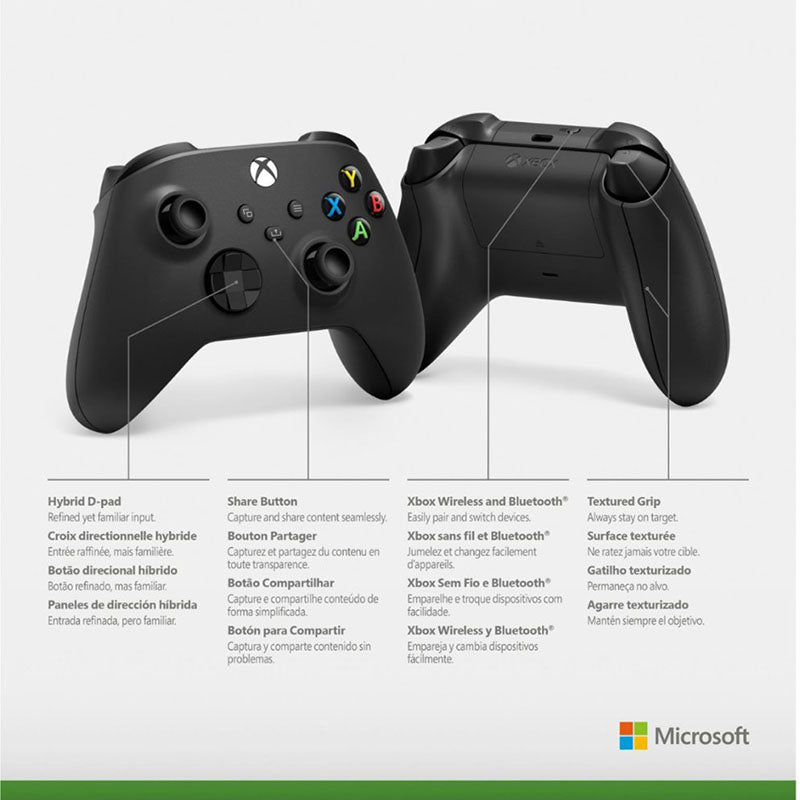 Control Inalámbrico Microsoft Xbox - Negro (Incluye Cable de Carga) - Bestmart