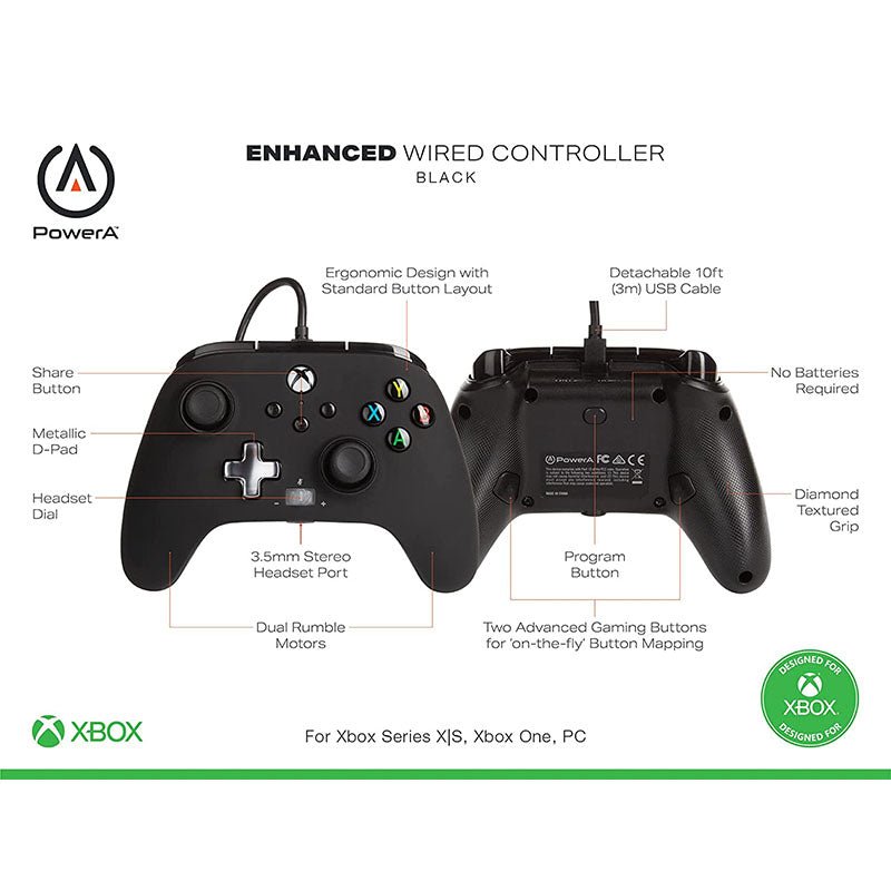 Control PowerA para Xbox S/X/One - Negro - Bestmart