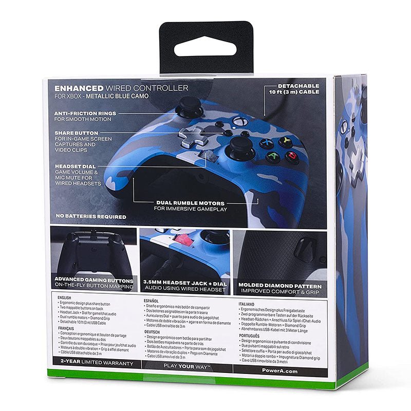 Control Xbox S/X PowerA Con Cable - Azul Metálico Camo - Bestmart