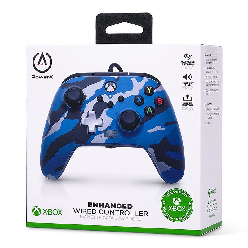 Control Xbox S/X PowerA Con Cable - Azul Metálico Camo - Bestmart