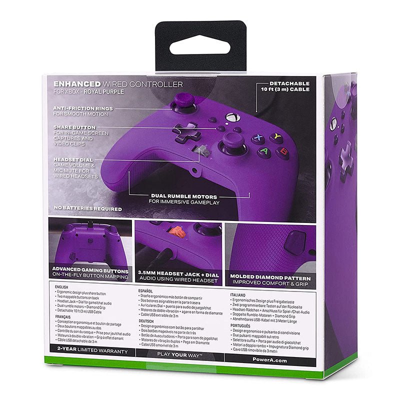Control Xbox S/X PowerA Con Cable - Morado - Bestmart