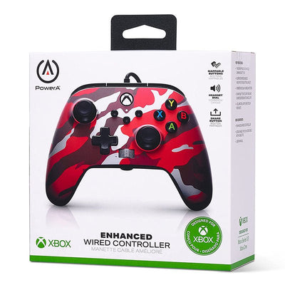 Control Xbox S/X PowerA Con Cable - Rojo Metálico Camo - Bestmart