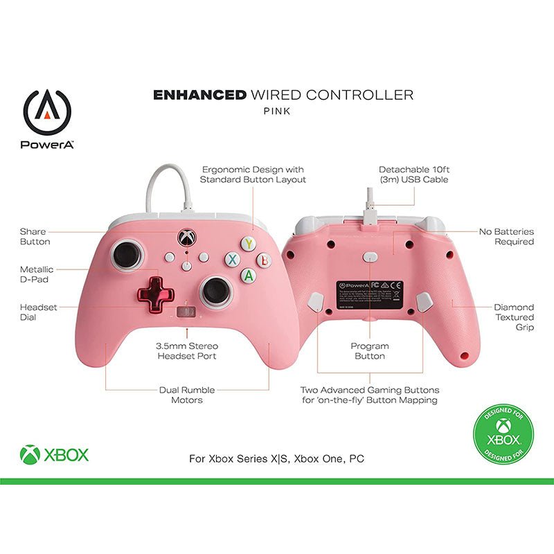 Control Xbox S/X PowerA Con Cable - Rosado - Bestmart
