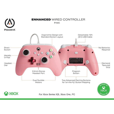 Control Xbox S/X PowerA Con Cable - Rosado - Bestmart