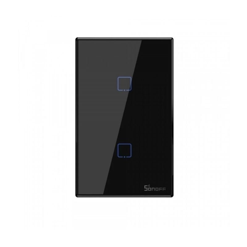 INTERRUPTOR DE PARED SONOFF DE 2 CANALES WIFI + RF (NEGRO) - Bestmart