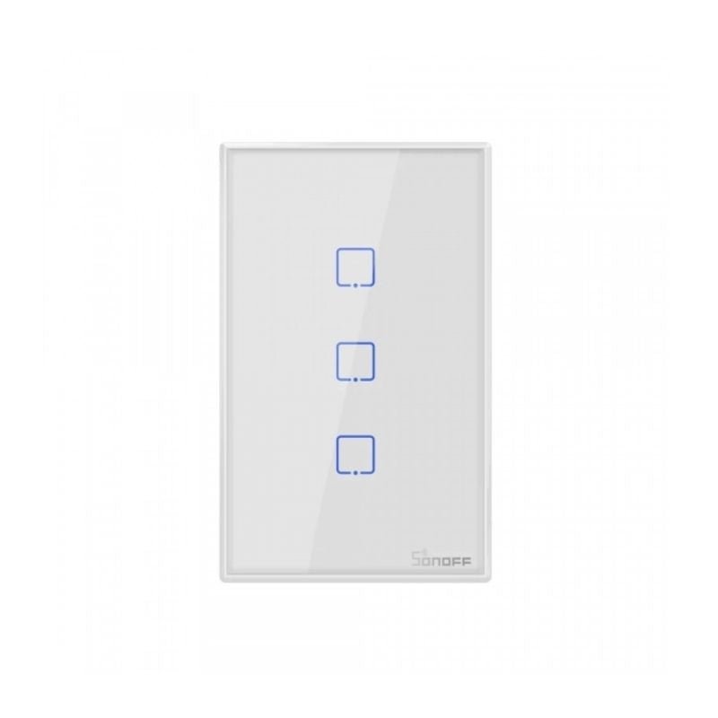 INTERRUPTOR DE PARED SONOFF DE 3 CANALES WIFI + RF (BLANCO) - Bestmart